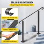 Pasamanos VEVOR para escalones al aire libre, se ajustan a barandilla de escalera al aire libre de 3 a 5 escalones, pasamanos de hierro forjado, pasamanos de porche delantero flexible, pasamanos de transición negros para escalones de hormigón o escaleras de madera