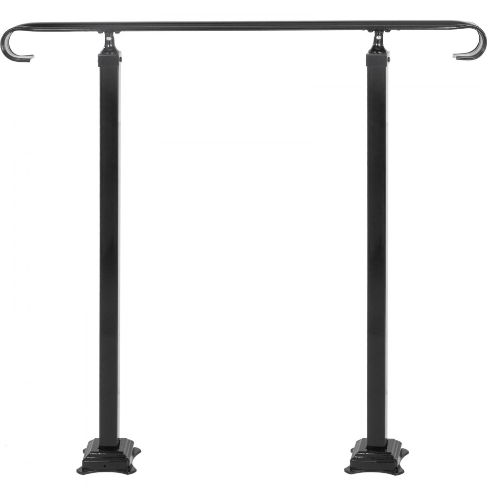 Pasamanos de hierro forjado VEVOR, apto para barandilla de escalera exterior de 3 a 5 escalones, pasamanos de porche delantero ajustable, pasamanos de transición negros para escalones de hormigón o escaleras de madera con kit de instalación
