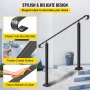 VEVOR Wrought Iron Handrail, Fit 3 to 5 Steps Outdoor Stair Railing, Adjustable Front Porch Hand Rail, Black Transitional Hand railings for Concrete Steps or Wooden Stairs with Installation Kit