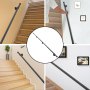 VEVOR Wall Handrail 10ft Iron Stair Rail 200lbs Capacity Steel Pipe Black Modern Handrails for Indoor and Outdoor Decoration