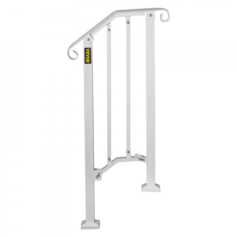 VEVOR Wrought Iron Handrail Adjustable Stair Handrail For 1 to 2 Steps White