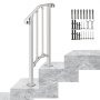 VEVOR Wrought Iron Handrail Adjustable Stair Handrail For 1 to 2 Steps White