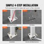 VEVOR outdoor handrail installation guide showing four simple steps.