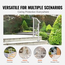 VEVOR Wrought Iron Handrail Fits 1 or 2 Steps Handrail Picket #1 Outdoor Stair Rail with Installation Kit for Outdoor Steps Hand Rails Matte White
