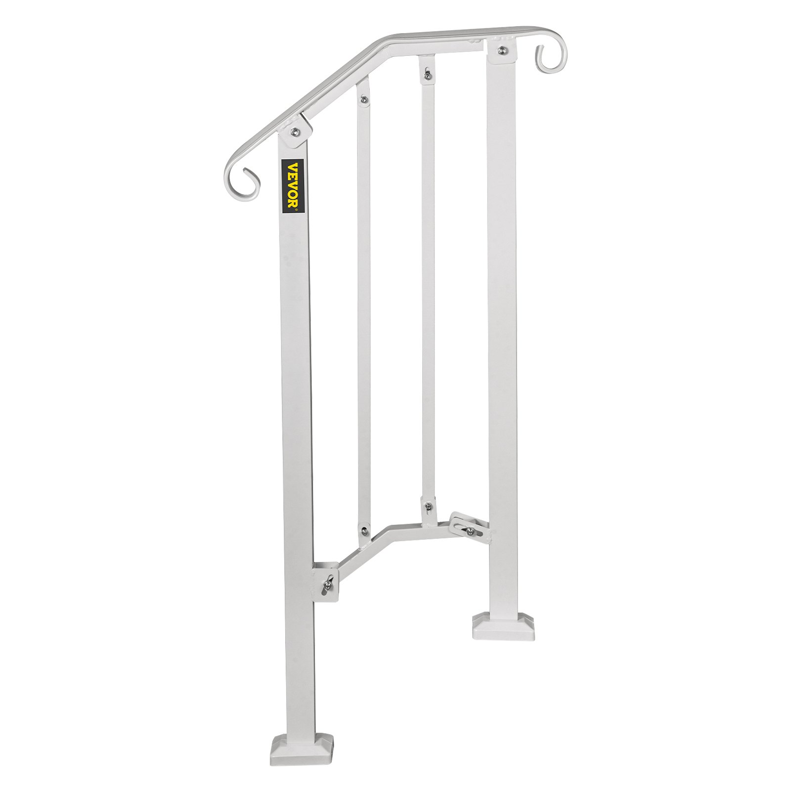 VEVOR Wrought Iron Handrail Adjustable Stair Handrail For 1 to 2 Steps White