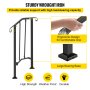 VEVOR Handrails for Outdoor Steps, Fit 1 or 2 Steps Outdoor Stair Railing, Picket#1 Wrought Iron Handrail, Flexible Porch Railing, Black Transitional Handrails for Concrete Steps or Wooden Stairs