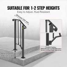 Fits 1 Or 2 Steps Handrail #1 Matte Black Brick Steps Hotels Paver Steps