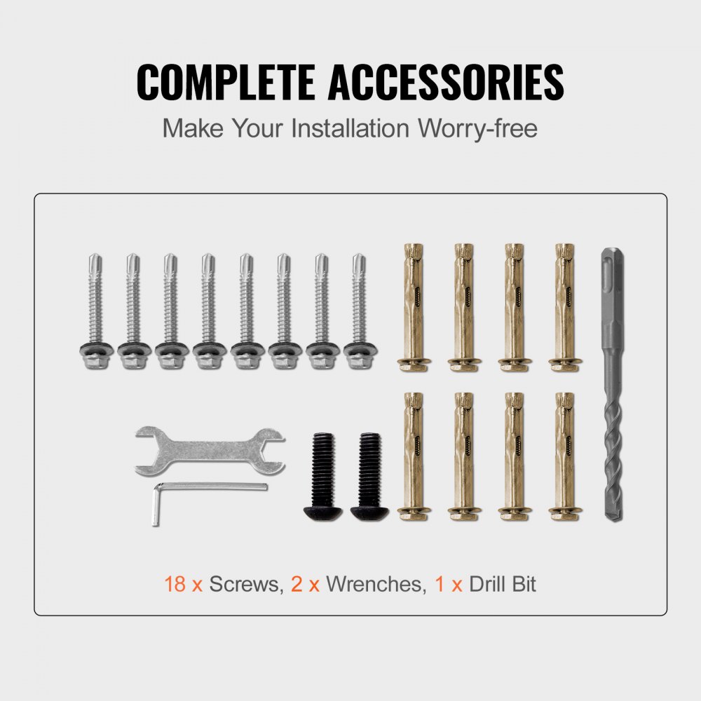 VEVOR Handrails for Outdoor Steps, Fit 1-3 Steps Outdoor Stair Railing, Wrought Iron Handrail, Adjustable Front Porch Hand Rail, Black Transitional Hand railings for Concrete Steps or Wooden Stairs