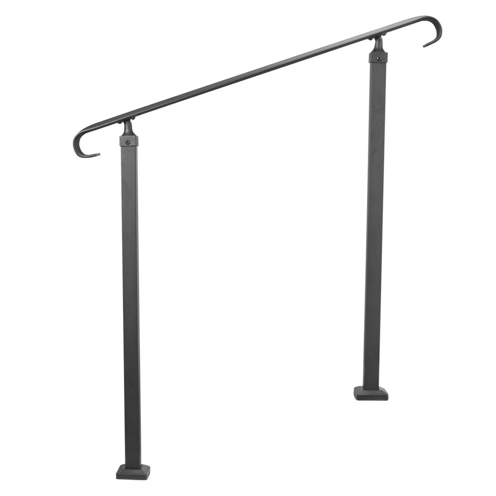 VEVOR Handrails for Outdoor Steps, Fit 1-3 Steps Outdoor Stair Railing, Wrought Iron Handrail, Adjustable Front Porch Hand Rail, Black Transitional Hand railings for Concrete Steps or Wooden Stairs