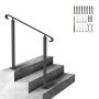 VEVOR outdoor handrails on concrete steps with installation hardware set.