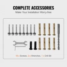 VEVOR Handrails for Outdoor Steps, Fit 1-3 Steps Outdoor Stair Railing, Wrought Iron Handrail, Adjustable Front Porch Hand Rail, Black Transitional Hand railings for Concrete Steps or Wooden Stairs