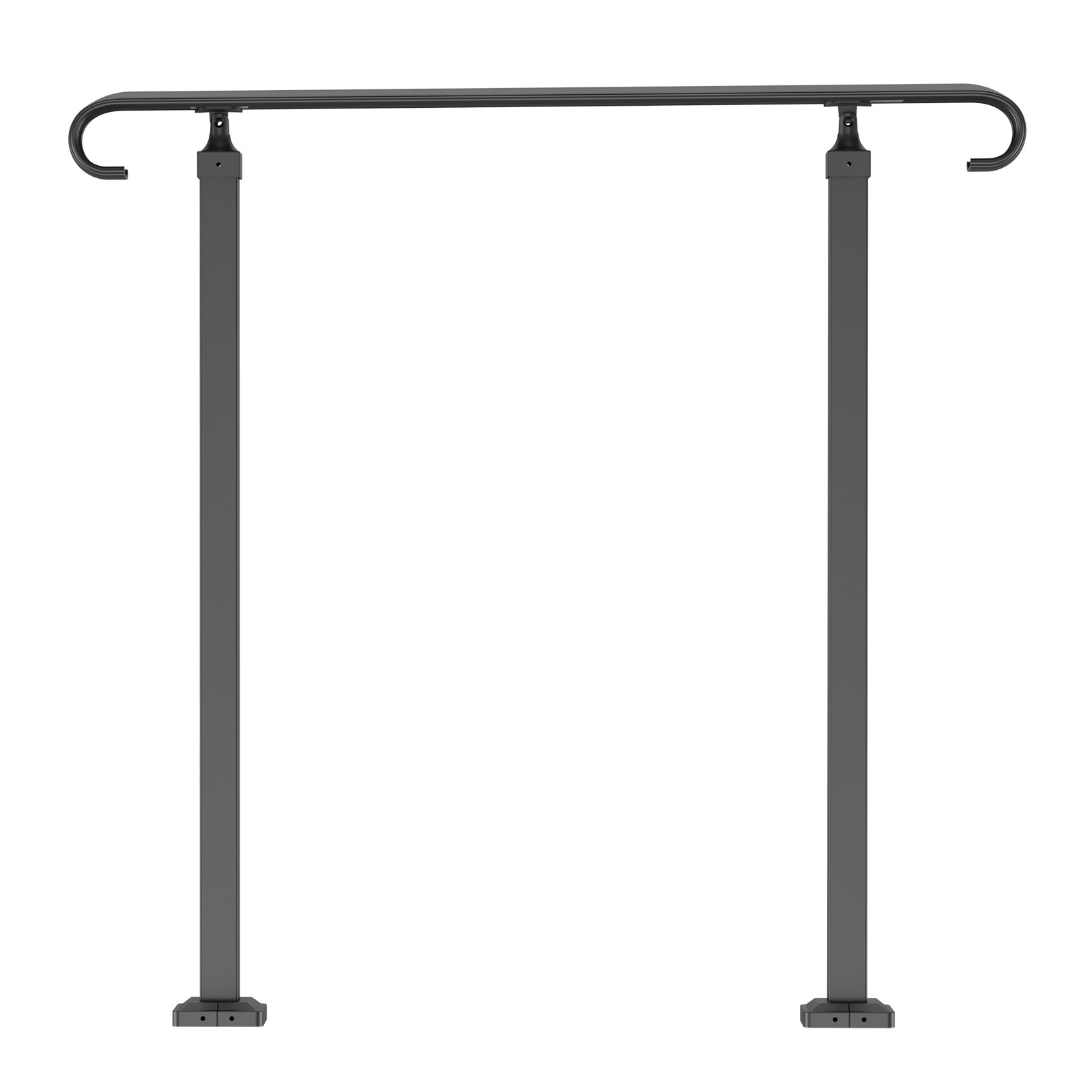 VEVOR outdoor handrails with sturdy black metal construction and curved ends.