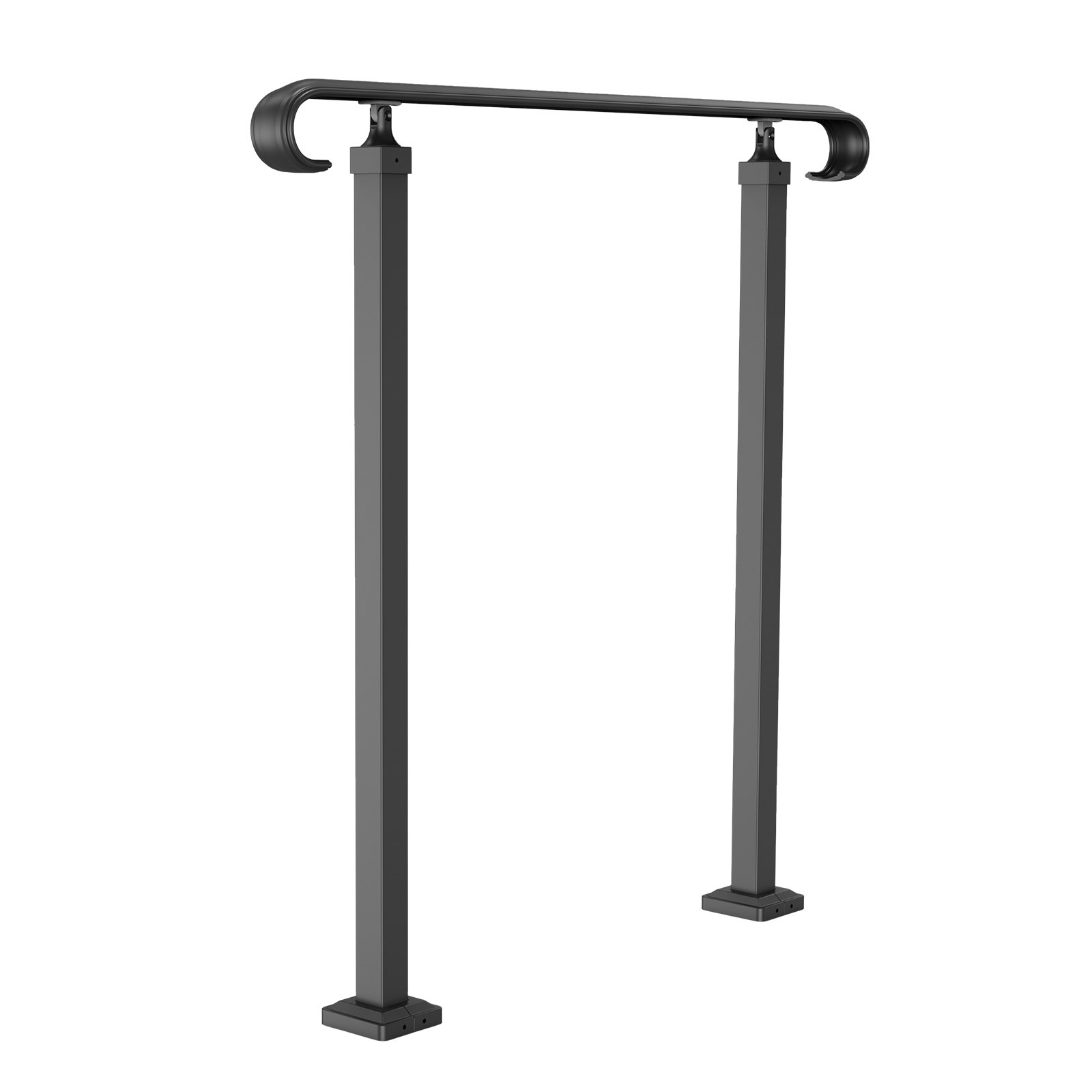 dark gray VEVOR outdoor handrails with square base and rounded ends.