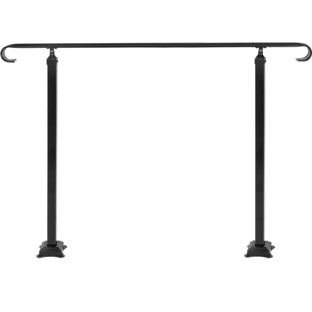 VEVOR Wrought Iron Handrail, Fit 5 to 7 Steps Outdoor Stair Railing, Adjustable Front Porch Hand Rail, Black Transitional Hand railings for Concrete Steps or Wooden Stairs with Installation Kit