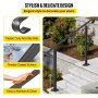 VEVOR Wrought Iron Handrail, Fit 5 to 7 Steps Outdoor Stair Railing, Adjustable Front Porch Hand Rail, Black Transitional Hand railings for Concrete Steps or Wooden Stairs with Installation Kit