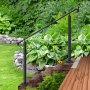VEVOR Wrought Iron Handrail, Fit 5 to 7 Steps Outdoor Stair Railing, Adjustable Front Porch Hand Rail, Black Transitional Hand railings for Concrete Steps or Wooden Stairs with Installation Kit