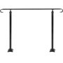 VEVOR Wrought Iron Handrail, Fit 5 to 7 Steps Outdoor Stair Railing, Adjustable Front Porch Hand Rail, Black Transitional Hand railings for Concrete Steps or Wooden Stairs with Installation Kit