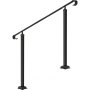 VEVOR Wrought Iron Handrail, Fit 5 to 7 Steps Outdoor Stair Railing, Adjustable Front Porch Hand Rail, Black Transitional Hand railings for Concrete Steps or Wooden Stairs with Installation Kit