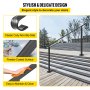 VEVOR Wrought Iron Handrail, Fit 6 or 8 Steps Outdoor Stair Railing, Adjustable Front Porch Hand Rail, Black Transitional Hand railings for Concrete Steps or Wooden Stairs with Installation Kit