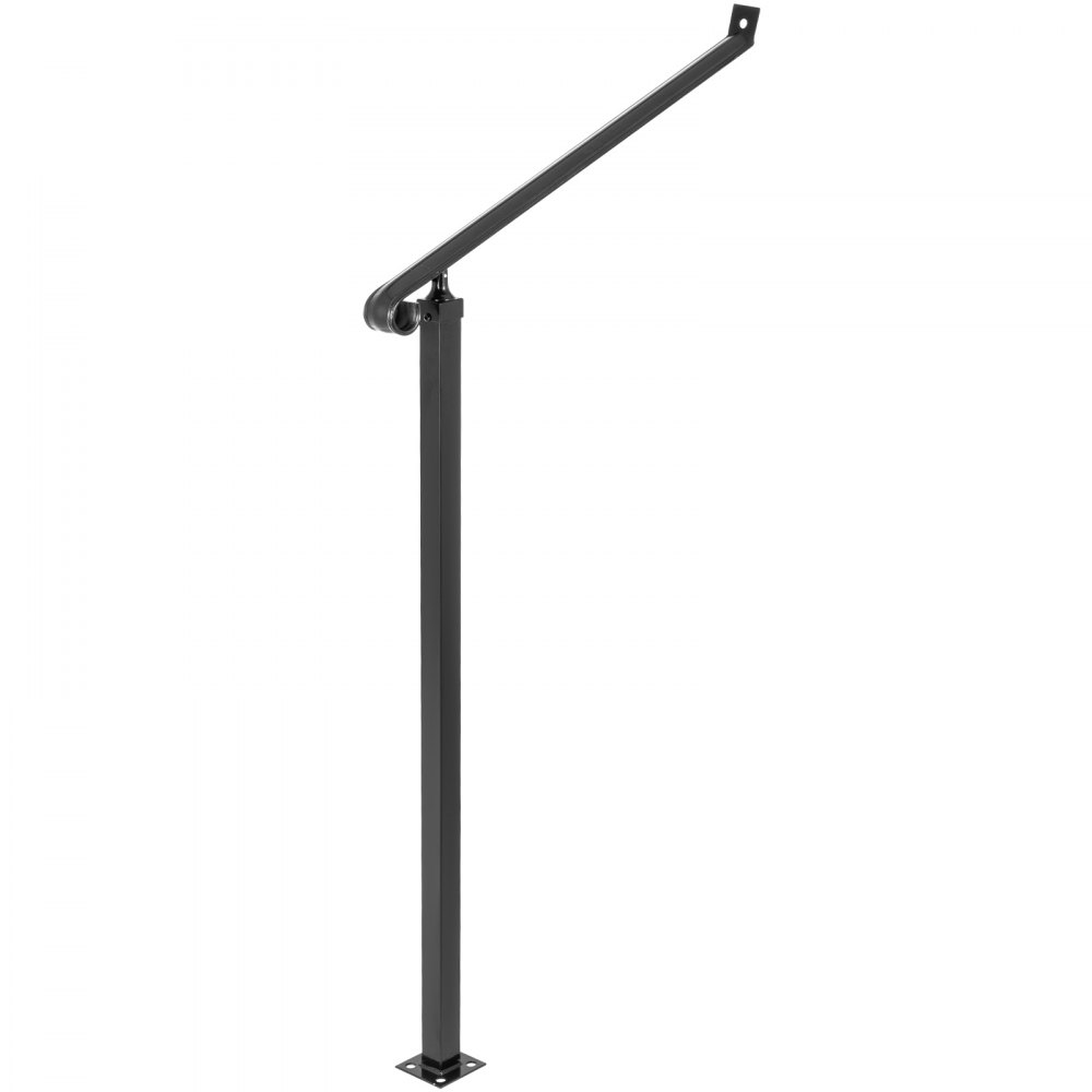 VEVOR Handrails for Outdoor Steps 1-2 Step Railings Wrought Iron Handrail Stair Railings for Steps Black Iron Railings for Steps Wall and Floor Mounted with Installation Kit