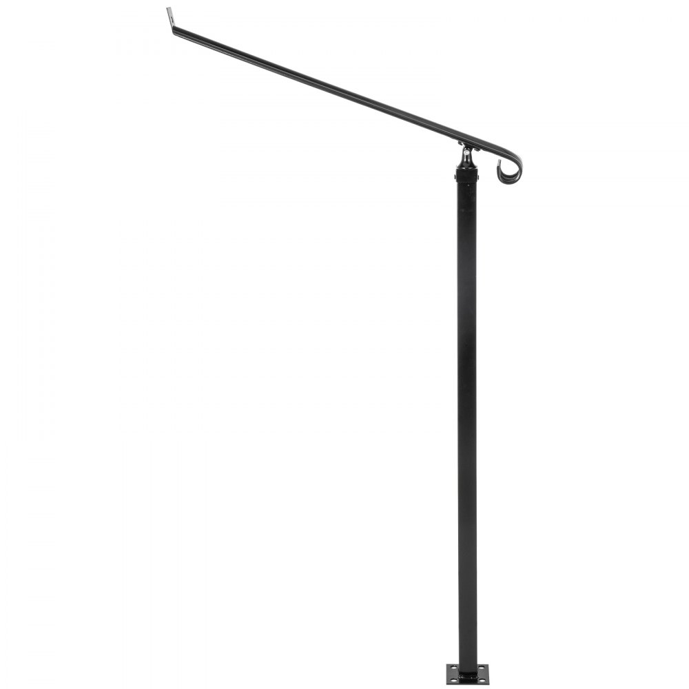 VEVOR Handrails for Outdoor Steps 1-2 Step Railings Wrought Iron Handrail Stair Railings for Steps Black Iron Railings for Steps Wall and Floor Mounted with Installation Kit