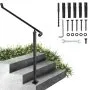 VEVOR Handrails for Outdoor Steps 1-2 Step Railings Wrought Iron Handrail Stair Railings for Steps Black Iron Railings for Steps Wall and Floor Mounted with Installation Kit
