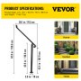 VEVOR Iron Handrails for Outdoor Steps 40mm Pipe 2 Steps Railings Iron Handrail Stair Railings for Steps Black Iron Railings for Steps Wrought Iron Handrail Step Railing Handrails