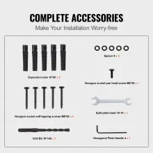 VEVOR Handrails for Outdoor Steps 2-3 Step Railings Wrought Iron Handrail Stair Railings for Steps Black Iron Railings for Steps Wall and Floor Mounted with Installation Kit