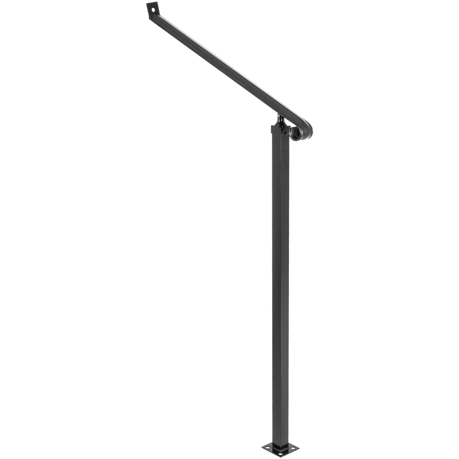 VEVOR Handrails for Outdoor Steps 1-2 Step Railings Wrought Iron Handrail Stair Railings for Steps Black Iron Railings for Steps Wall and Floor Mounted with Installation Kit