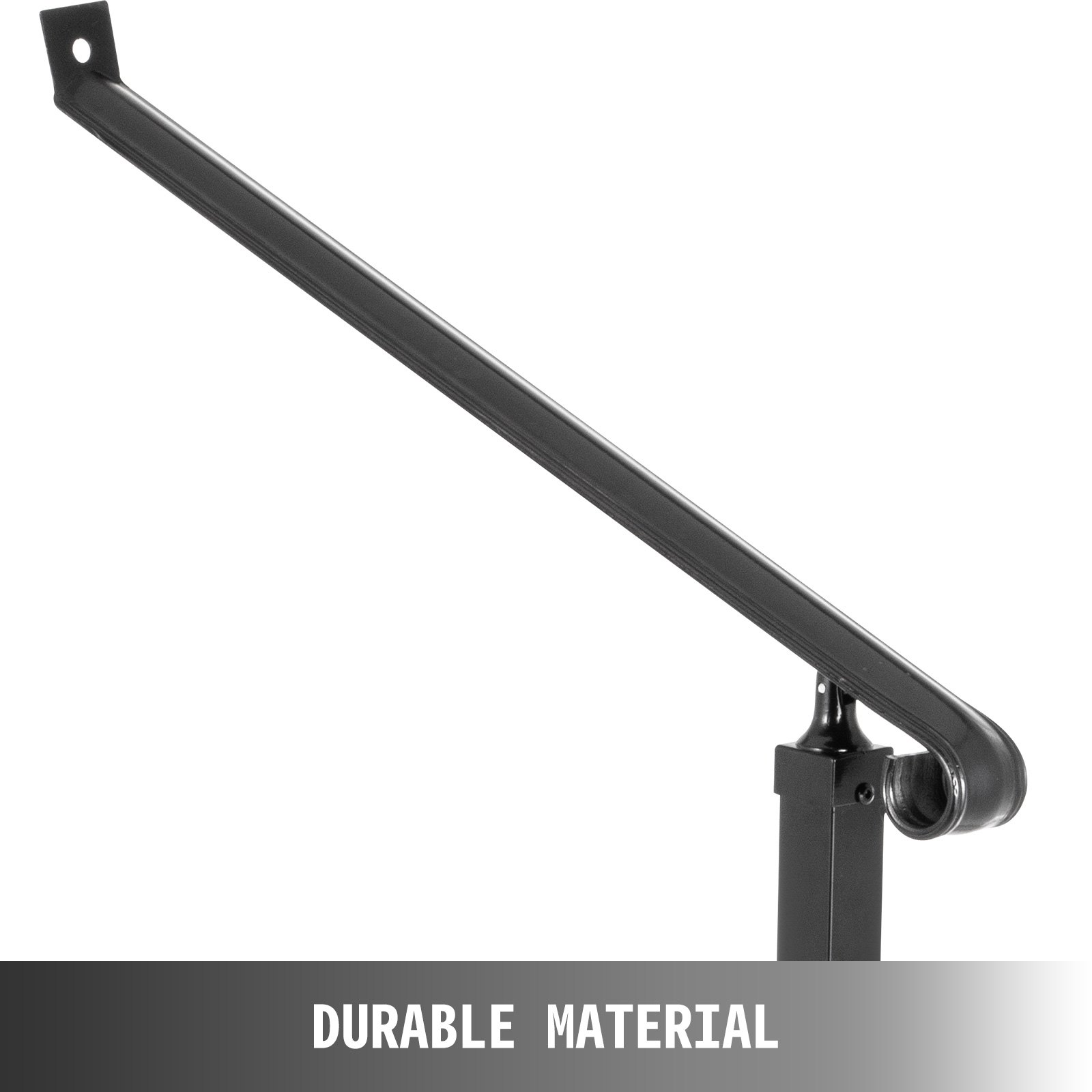 VEVOR Handrails for Outdoor Steps 1-2 Step Railings Wrought Iron Handrail Stair Railings for Steps Black Iron Railings for Steps Wall and Floor Mounted with Installation Kit