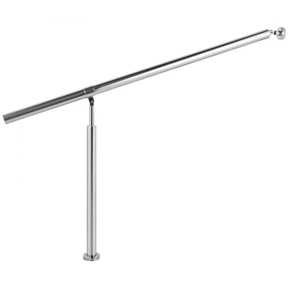 VEVOR stainless steel step handrail with adjustable height and sleek design.