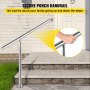 VEVOR Step Handrail Stainless Steel Stair Railing for In-and Outdoor Use Metal Hand Rails for Steps, 150 x 80 cm, Silver