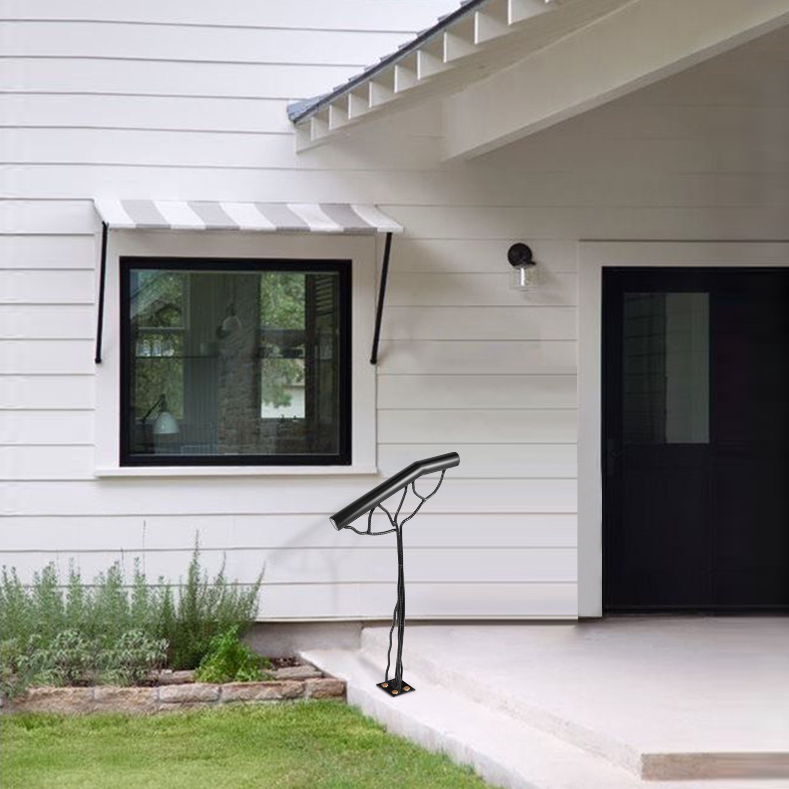 2-Step Handrail Single Post Handrail Branch-Type Metal Handrail for Stairs Steel