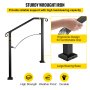 VEVOR Handrail Arch #2 Fits 2 or 3 Steps Matte Black Stair Rail Wrought Iron Handrail Black Transitional Hand railings for Concrete Steps or Wooden Stairs with Installation Kit