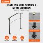 VEVOR outdoor handrails with stainless steel screws and metal anchors, strong and durable.