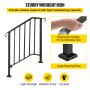 VEVOR Handrails for Outdoor Steps, Fit 2 or 3 Steps Outdoor Stair Railing, Picket#2 Wrought Iron Handrail, Flexible Porch Railing, Black Transitional Handrails for Concrete Steps or Wooden Stairs