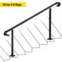 Vevor Wrought Iron Handrail Stair Railing Fit 4 To 6 Steps Adjustable Hand Rail