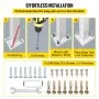 VEVOR 3-Step Handrails for Outdoor Steps Fits 1 or 3 Steps Matte White Stair Rail Wrought Iron Handrail with Installation Kit Hand Rails for Outdoor Step