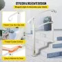 VEVOR 3-Step Handrails for Outdoor Steps Fits 1 or 3 Steps Matte White Stair Rail Wrought Iron Handrail with Installation Kit Hand Rails for Outdoor Step