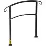 VEVOR 3-Step Transitional Handrail Fits 1 or 3 Steps Matte Stair Rail Wrought Iron Handrail with Installation Kit Hand Rails for Outdoor Steps (Unadjustable) (Black)