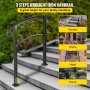 VEVOR 3-Step Transitional Handrail Fits 1 or 3 Steps Matte Stair Rail Wrought Iron Handrail with Installation Kit Hand Rails for Outdoor Steps (Unadjustable) (Black)