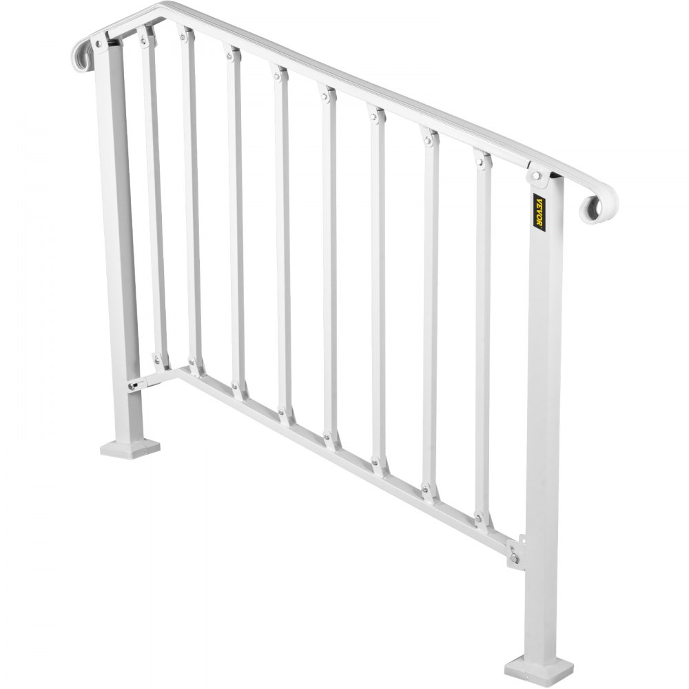 VEVOR Wrought Iron Handrail Picket #3 Fits 3 or 4 Steps for Outdoor Steps White