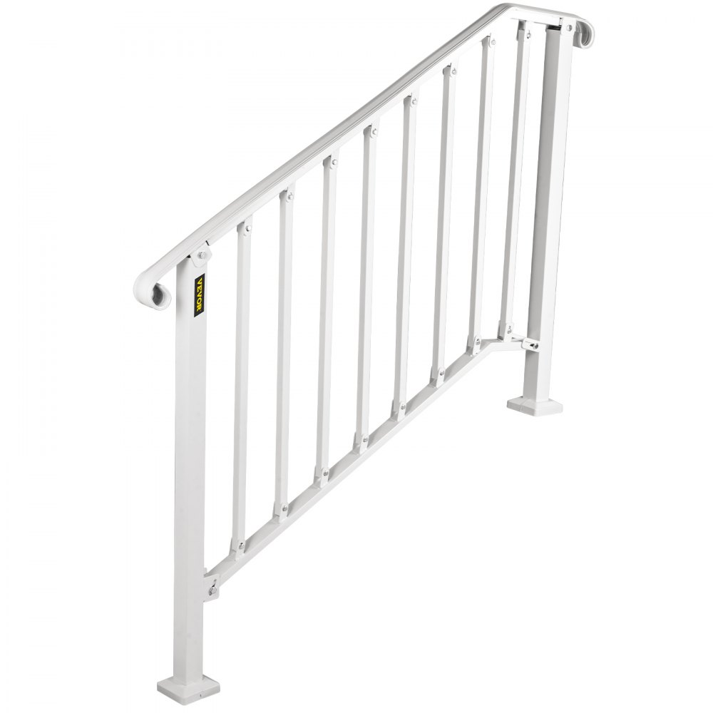VEVOR Wrought Iron Handrail Picket #3 Fits 3 or 4 Steps for Outdoor Steps White