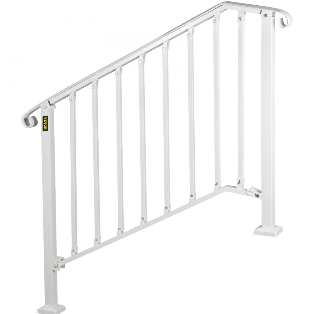 VEVOR Wrought Iron Handrail Picket #3 Fits 3 or 4 Steps for Outdoor Steps White