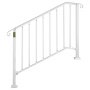 VEVOR Fit 3 or 4 Steps Outdoor Stair Railing, Handrails for Outdoor Steps, Picket#3 Wrought Iron Handrail, Flexible Porch Railing, White Transitional Handrails for Concrete Steps or Wooden Stairs