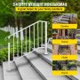 VEVOR Fit 3 or 4 Steps Outdoor Stair Railing, Handrails for Outdoor Steps, Picket#3 Wrought Iron Handrail, Flexible Porch Railing, White Transitional Handrails for Concrete Steps or Wooden Stairs
