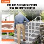 VEVOR Fit 3 or 4 Steps Outdoor Stair Railing, Handrails for Outdoor Steps, Picket#3 Wrought Iron Handrail, Flexible Porch Railing, White Transitional Handrails for Concrete Steps or Wooden Stairs