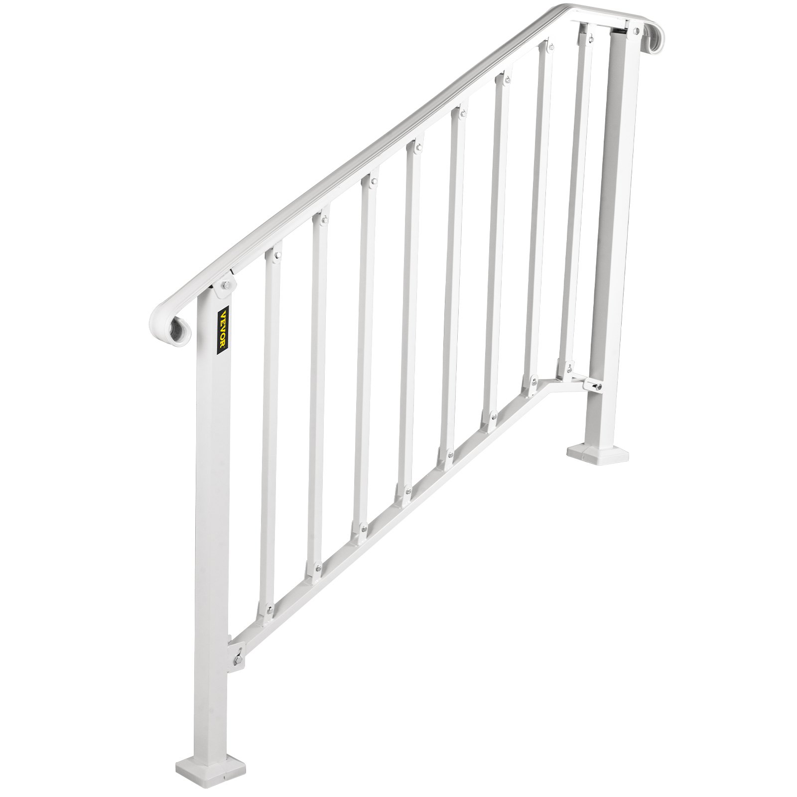 VEVOR Wrought Iron Handrail Picket #3 Fits 3 or 4 Steps for Outdoor Steps White