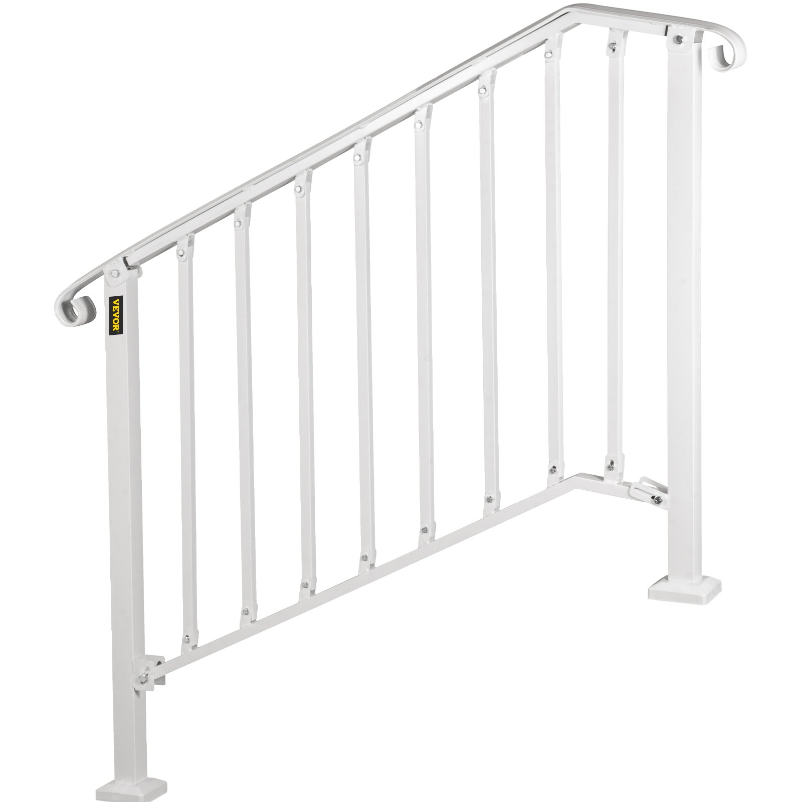 VEVOR Wrought Iron Handrail Picket #3 Fits 3 or 4 Steps for Outdoor Steps White