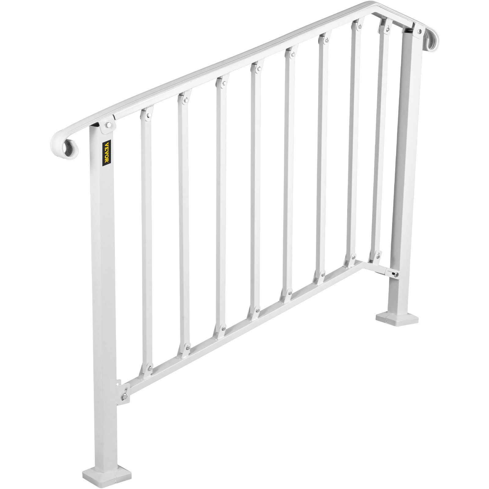 VEVOR Wrought Iron Handrail Picket #3 Fits 3 or 4 Steps for Outdoor Steps White